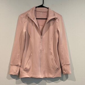 Apana Light Pink Athletic Zip Up Jacket with Thumb Holes - Size Small